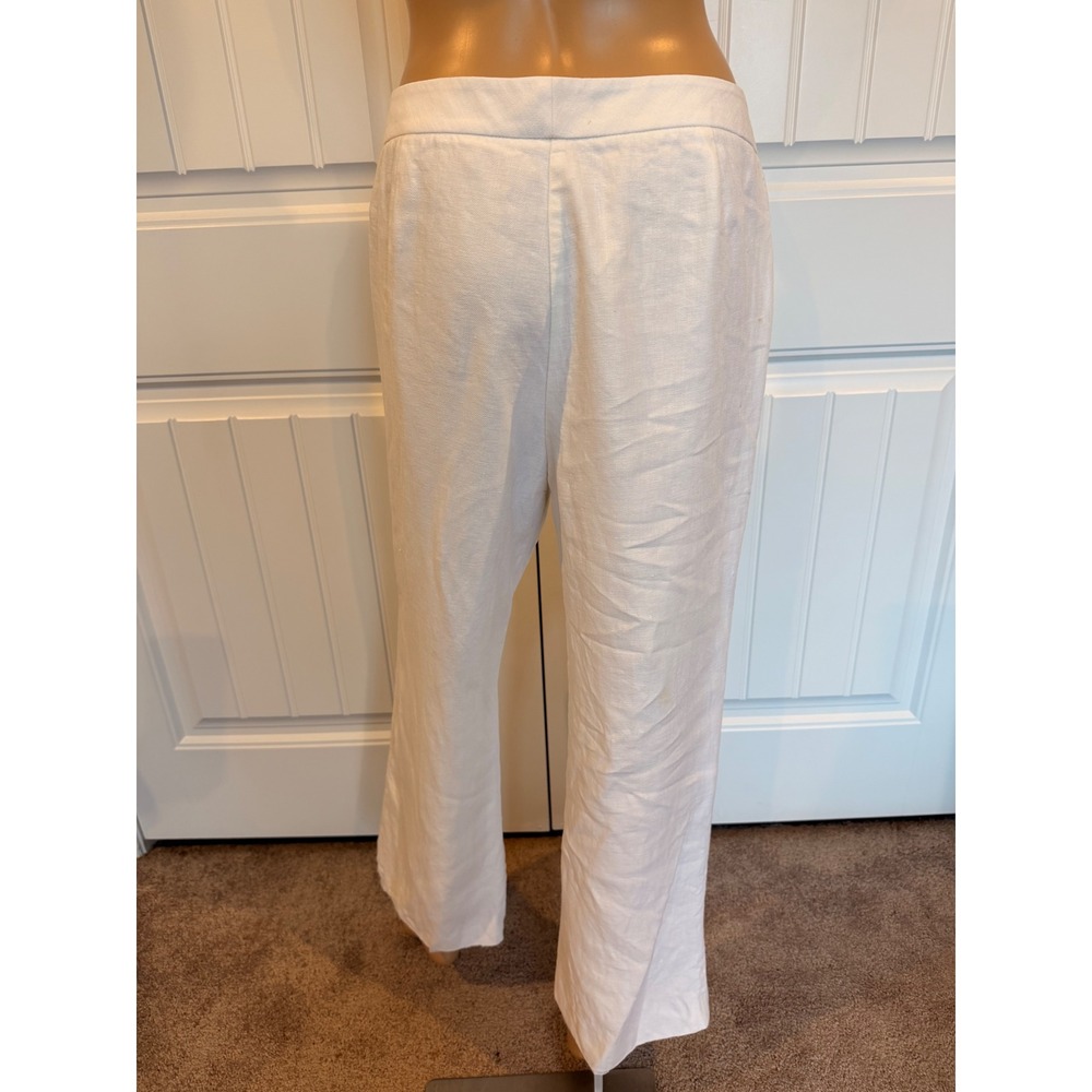 Lafayette 148 New York White Linen Wide Leg Trousers Pants Womens - Picture 13 of 16
